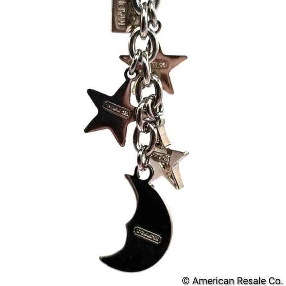 Vintage COACH Moon and Stars Pave w/Swarovski crystal Keychain FOB Purse Charm - Picture 5 of 6
